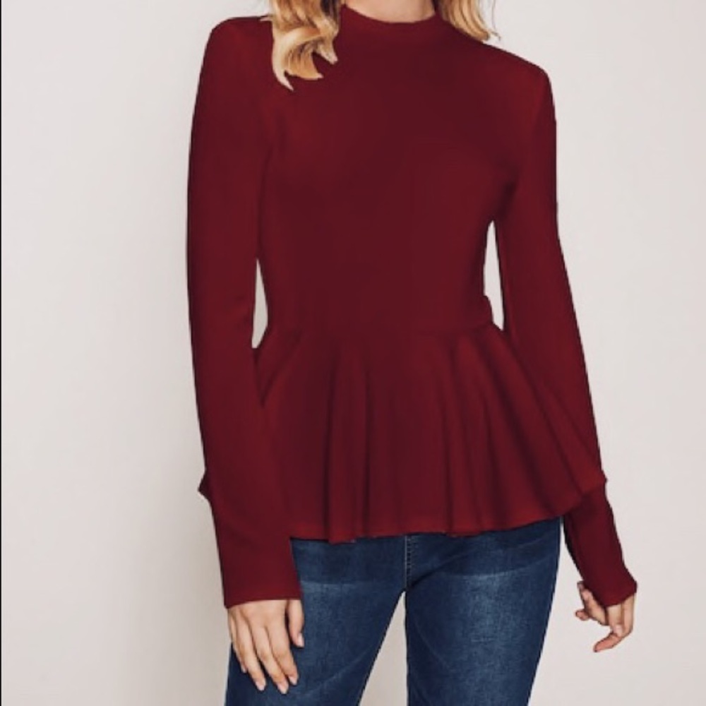 Burgundy Peplum Top